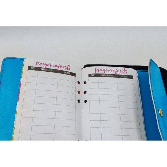 Bible Cover W Notebook Floral Black Teal Saved By Grace Through Faith Zippered - Picture 4 of 9